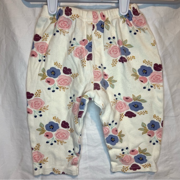 2/$4 Little Treasures 9-12m pink & blue floral print cotton pants - Picture 3 of 4